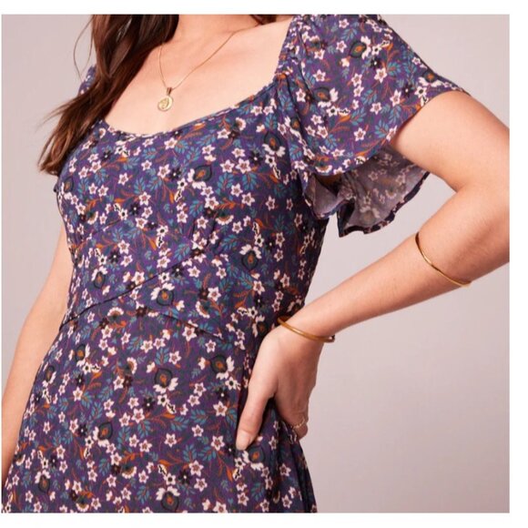 Band of the Free NWT Coraline Purple Floral Crossover Mini Dress Sz Medium Purpl - Picture 12 of 12